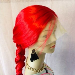 Lace Front Burgundy  straight and silky synthetic Colored Wig Women